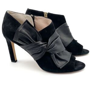 Louise et Cie Idola Bootie Black Suede Bow Open Toe Stiletto Women’s Size 8.5